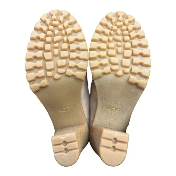 UGG Tan Heeled Lace Up Ankle Boots with Chunky Heel Rugged Sole Lined Size 8.5 - Picture 13 of 15